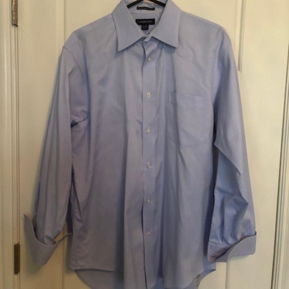 Lands End Men's French Cuff Blue Dress Shirt, 16/32 - SALE! Great deal!